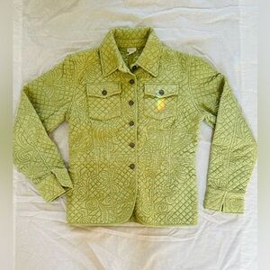 Vintage Kiko Green Quilted 100% Silk Jacket